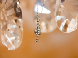 clear gemstone silver-colored pendant necklace